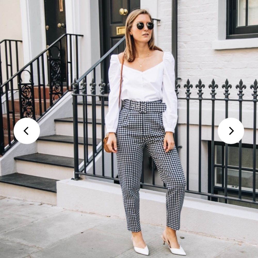 Zara gingham pants trousers with belt🌸blogger fav
